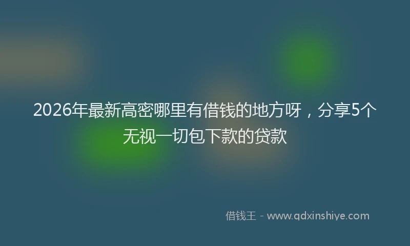 2026年最新高密哪里有借钱的地方呀，分享5个无视一切包下款的贷款