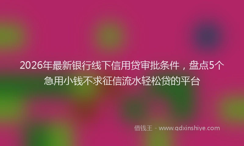 2026年最新银行线下信用贷审批条件，盘点5个急用小钱不求征信流水轻松贷的平台