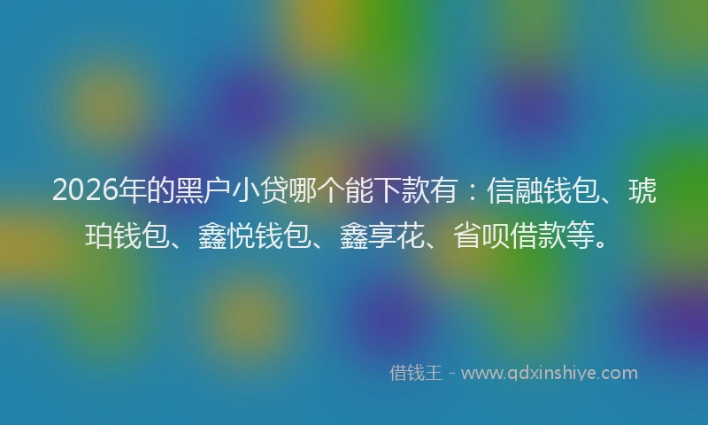 2026年的黑户小贷哪个能下款有：信融钱包、琥珀钱包、鑫悦钱包、鑫享花、省呗借款等。