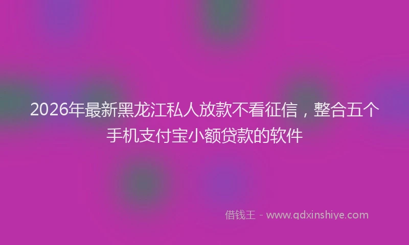 2026年最新黑龙江私人放款不看征信，整合五个手机支付宝小额贷款的软件