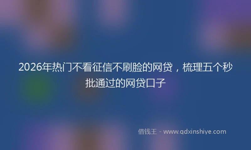 2026年热门不看征信不刷脸的网贷，梳理五个秒批通过的网贷口子