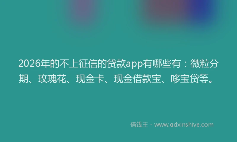2026年的不上征信的贷款app有哪些有：微粒分期、玫瑰花、现金卡、现金借款宝、哆宝贷等。