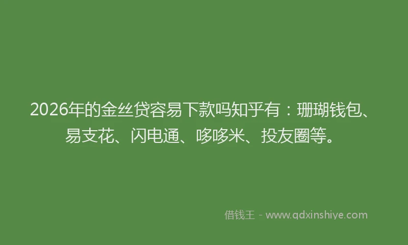 2026年的金丝贷容易下款吗知乎有：珊瑚钱包、易支花、闪电通、哆哆米、投友圈等。