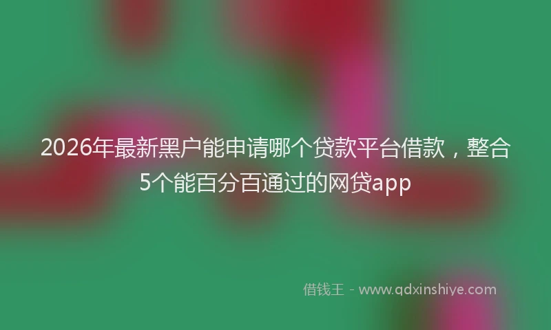 2026年最新黑户能申请哪个贷款平台借款，整合5个能百分百通过的网贷app
