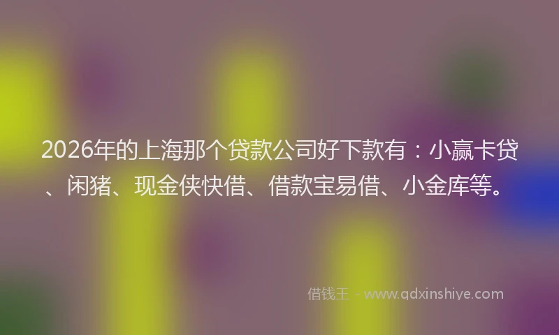 2026年的上海那个贷款公司好下款有：小赢卡贷、闲猪、现金侠快借、借款宝易借、小金库等。
