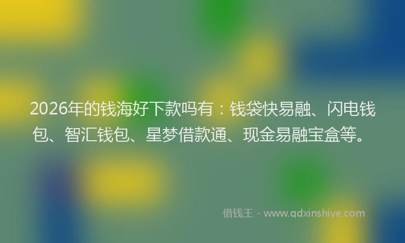 2026年的钱海好下款吗有：钱袋快易融、闪电钱包、智汇钱包、星梦借款通、现金易融宝盒等。