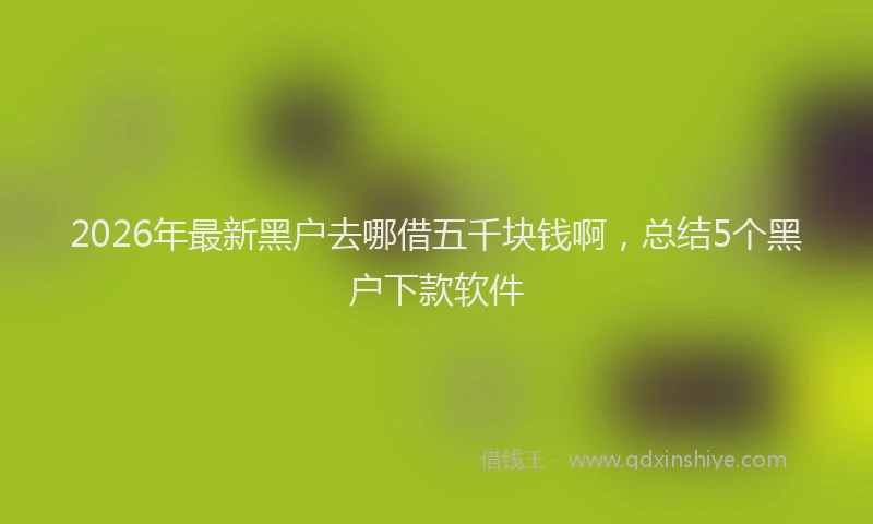 2026年最新黑户去哪借五千块钱啊，总结5个黑户下款软件