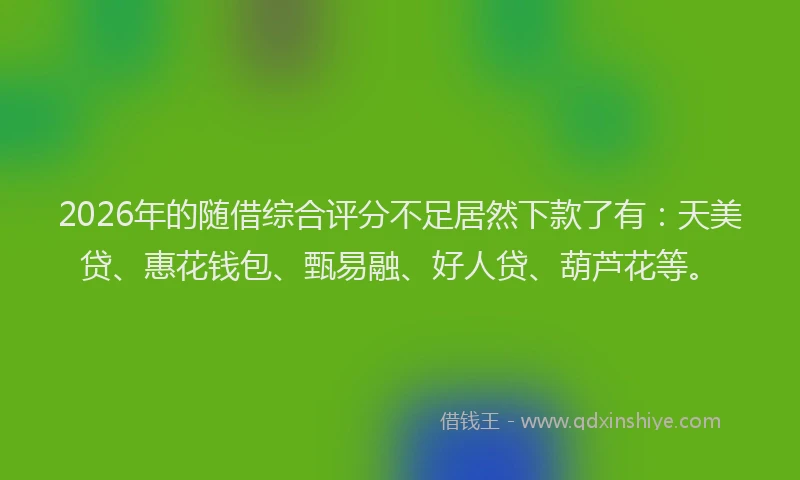 2026年的随借综合评分不足居然下款了有：天美贷、惠花钱包、甄易融、好人贷、葫芦花等。