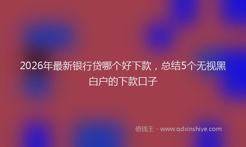 2026年最新银行贷哪个好下款，总结5个无视黑白户的下款口子
