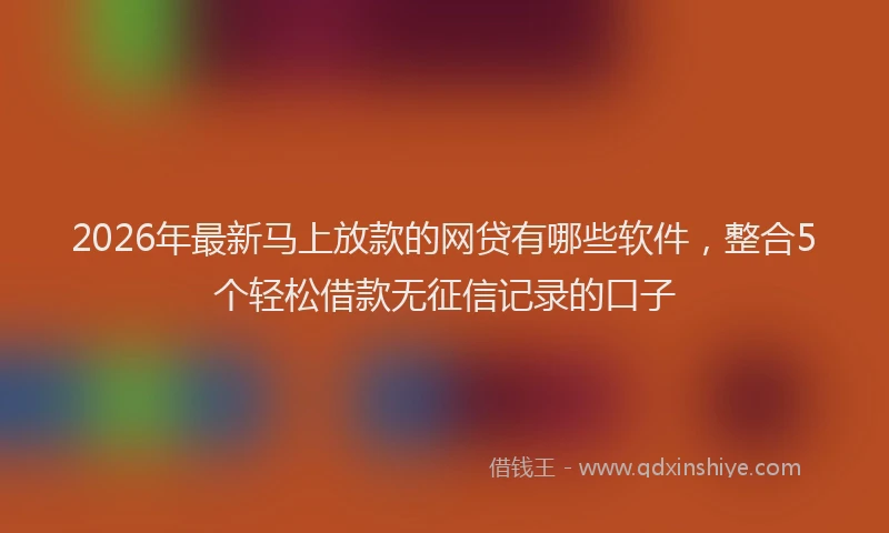 2026年最新马上放款的网贷有哪些软件，整合5个轻松借款无征信记录的口子