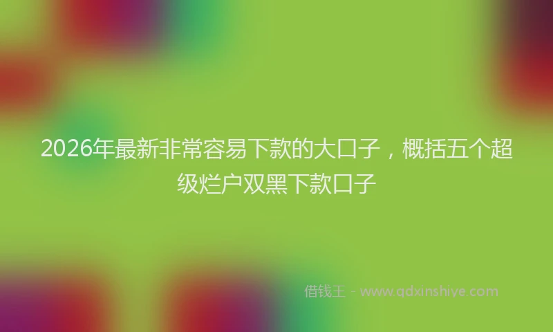 2026年最新非常容易下款的大口子，概括五个超级烂户双黑下款口子