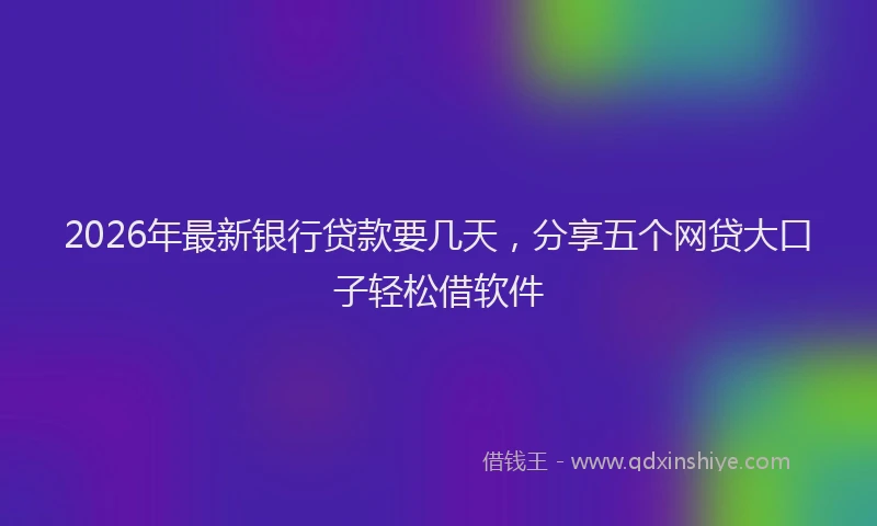 2026年最新银行贷款要几天，分享五个网贷大口子轻松借软件