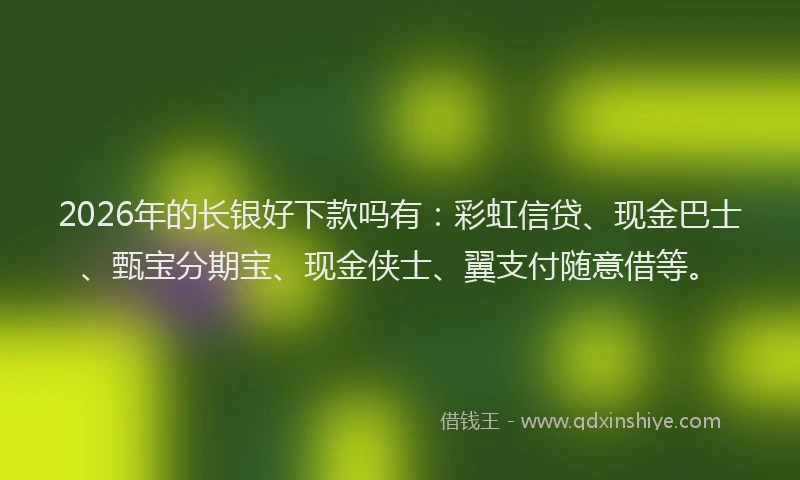 2026年的长银好下款吗有：彩虹信贷、现金巴士、甄宝分期宝、现金侠士、翼支付随意借等。
