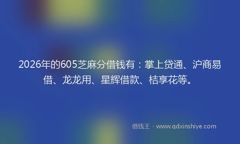 2026年的605芝麻分借钱有：掌上贷通、沪商易借、龙龙用、星辉借款、桔享花等。