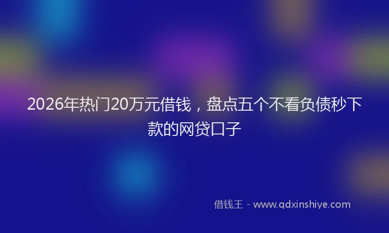 2026年热门20万元借钱，盘点五个不看负债秒下款的网贷口子