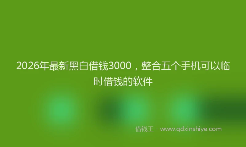 2026年最新黑白借钱3000，整合五个手机可以临时借钱的软件