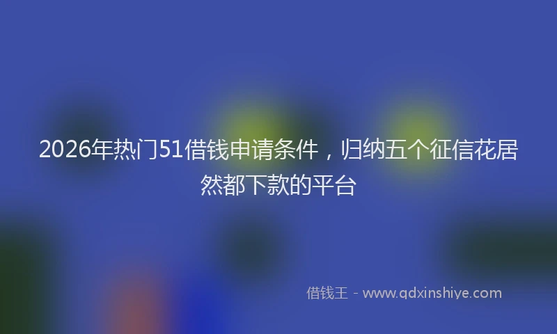 2026年热门51借钱申请条件，归纳五个征信花居然都下款的平台