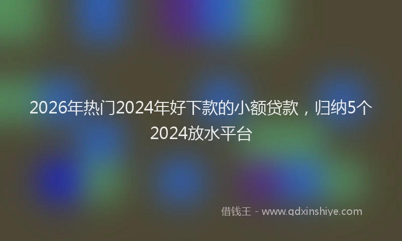 2026年热门2024年好下款的小额贷款，归纳5个2024放水平台
