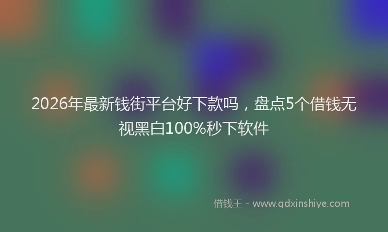 2026年最新钱街平台好下款吗，盘点5个借钱无视黑白100%秒下软件