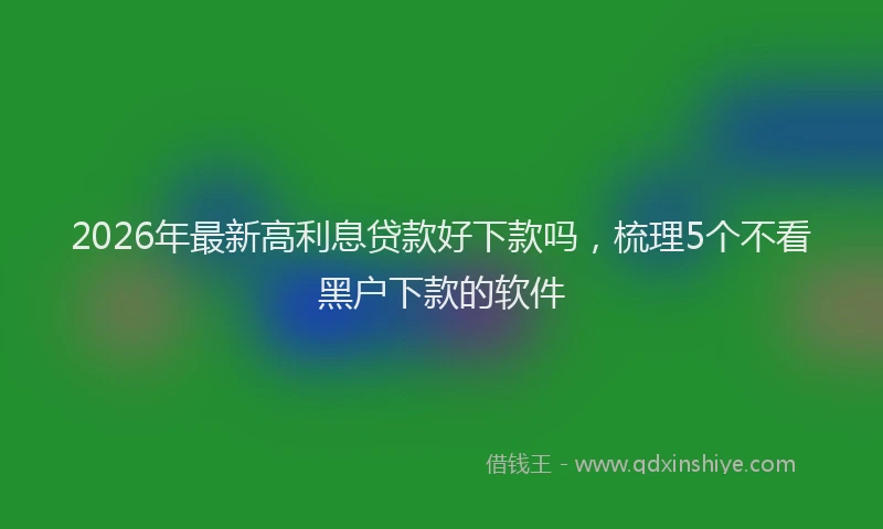 2026年最新高利息贷款好下款吗，梳理5个不看黑户下款的软件