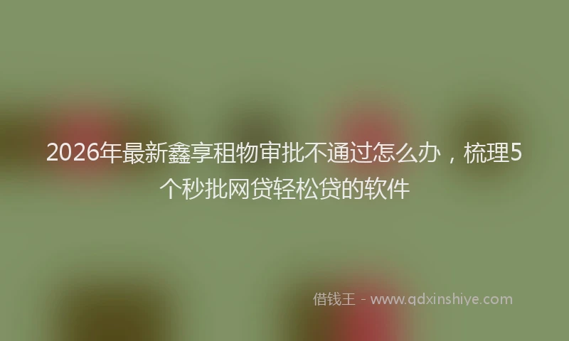 2026年最新鑫享租物审批不通过怎么办，梳理5个秒批网贷轻松贷的软件