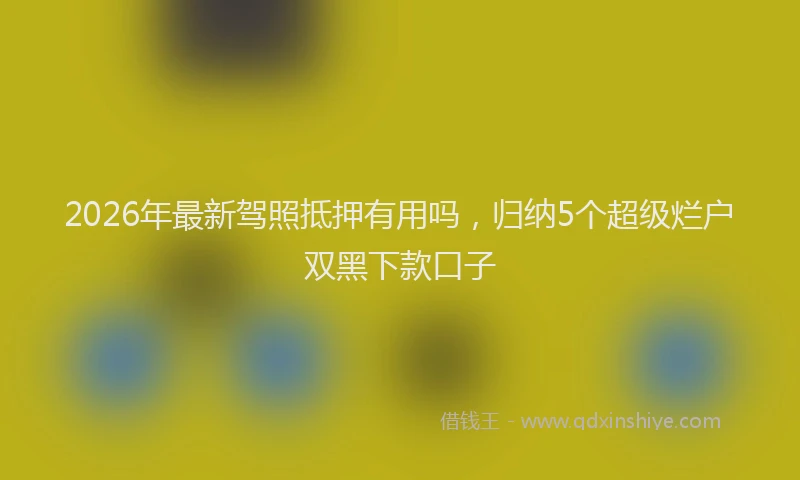 2026年最新驾照抵押有用吗，归纳5个超级烂户双黑下款口子