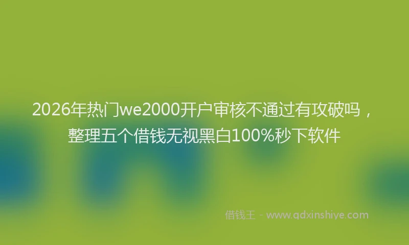 2026年热门we2000开户审核不通过有攻破吗，整理五个借钱无视黑白100%秒下软件