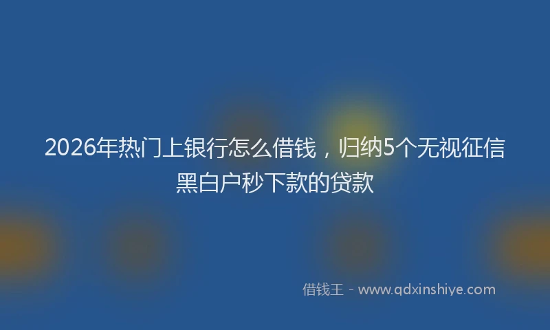 2026年热门上银行怎么借钱，归纳5个无视征信黑白户秒下款的贷款