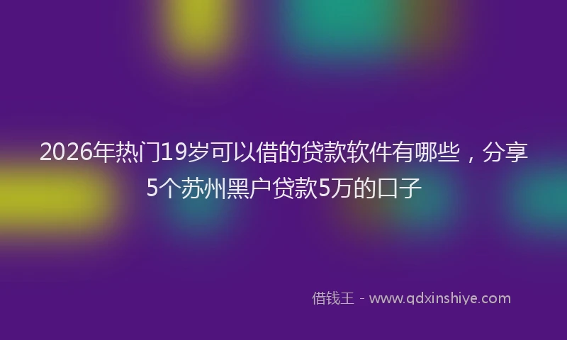 2026年热门19岁可以借的贷款软件有哪些，分享5个苏州黑户贷款5万的口子
