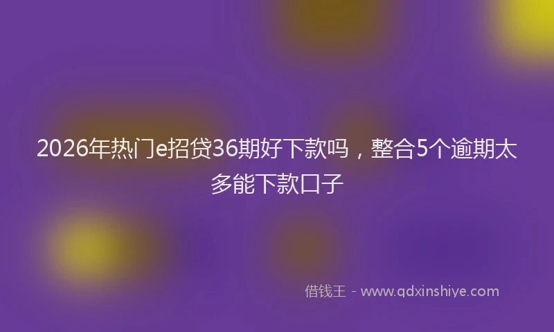 2026年热门e招贷36期好下款吗，整合5个逾期太多能下款口子