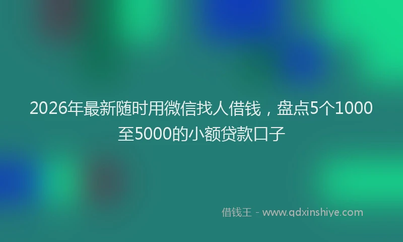 2026年最新随时用微信找人借钱，盘点5个1000至5000的小额贷款口子