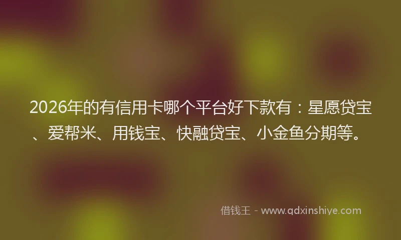 2026年的有信用卡哪个平台好下款有：星愿贷宝、爱帮米、用钱宝、快融贷宝、小金鱼分期等。
