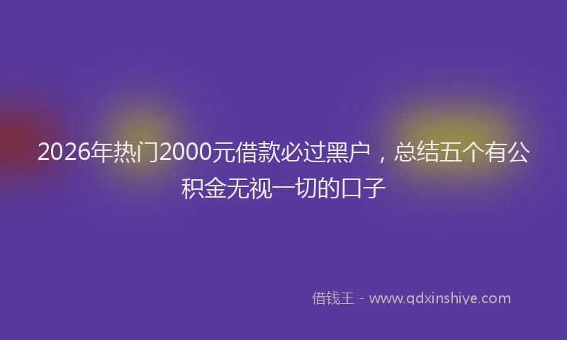 2026年热门2000元借款必过黑户，总结五个有公积金无视一切的口子