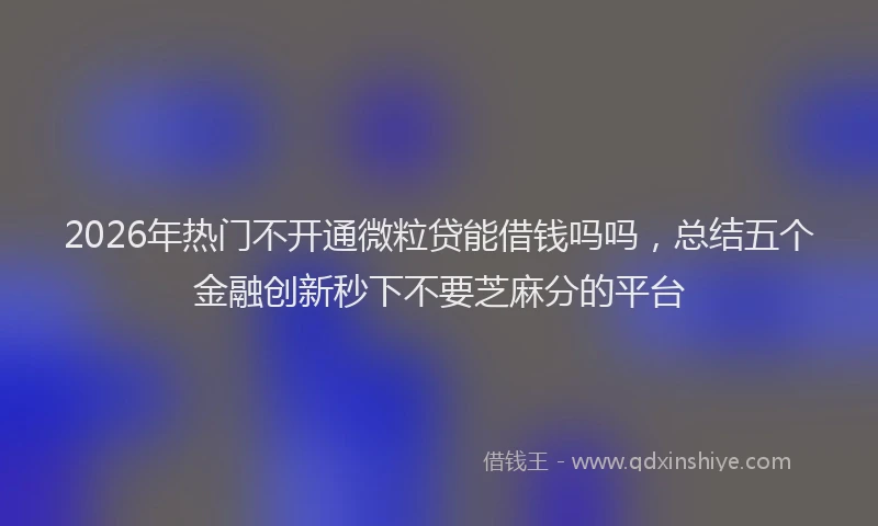 2026年热门不开通微粒贷能借钱吗吗，总结五个金融创新秒下不要芝麻分的平台