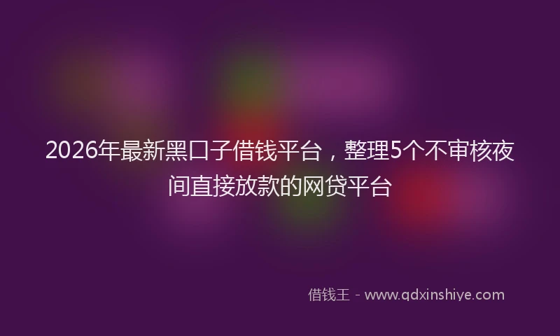 2026年最新黑口子借钱平台，整理5个不审核夜间直接放款的网贷平台