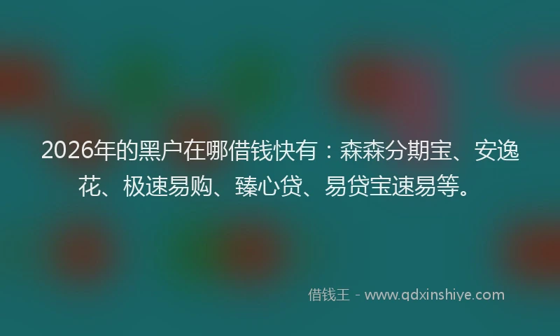 2026年的黑户在哪借钱快有：森森分期宝、安逸花、极速易购、臻心贷、易贷宝速易等。
