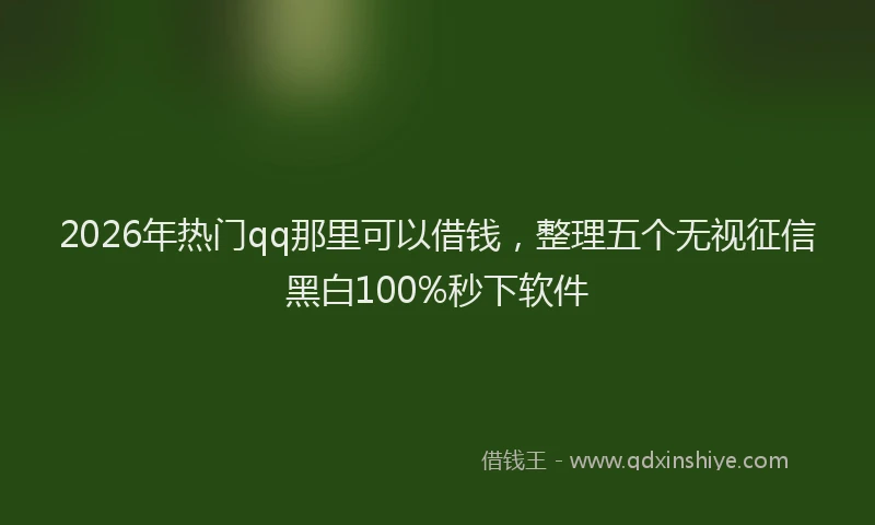 2026年热门qq那里可以借钱，整理五个无视征信黑白100%秒下软件
