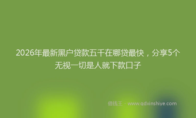 2026年最新黑户贷款五千在哪贷最快，分享5个无视一切是人就下款口子