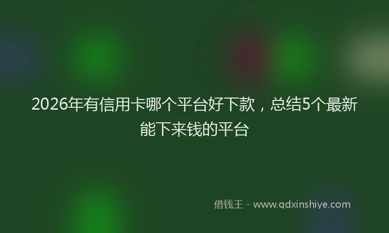 2026年有信用卡哪个平台好下款，总结5个最新能下来钱的平台
