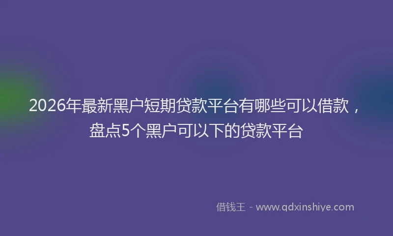 2026年最新黑户短期贷款平台有哪些可以借款，盘点5个黑户可以下的贷款平台