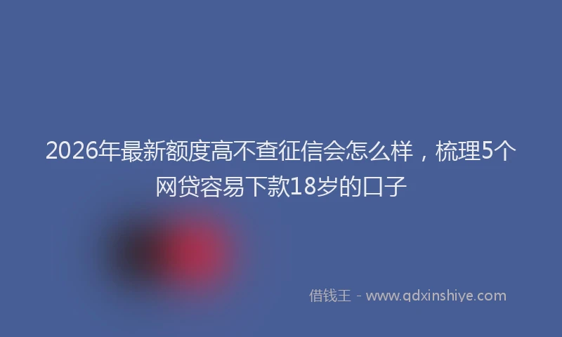 2026年最新额度高不查征信会怎么样，梳理5个网贷容易下款18岁的口子