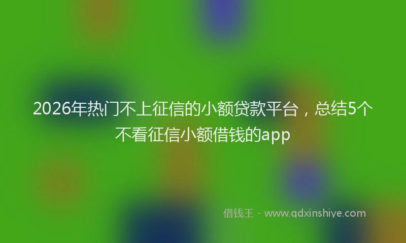 2026年热门不上征信的小额贷款平台，总结5个不看征信小额借钱的app