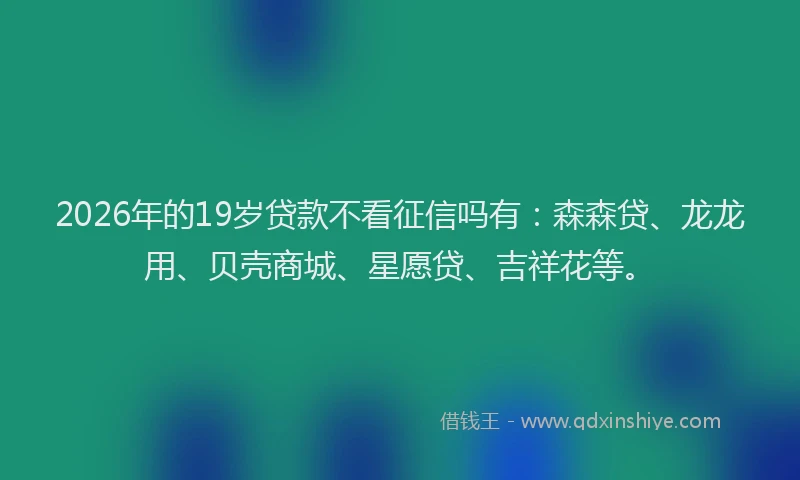 2026年的19岁贷款不看征信吗有：森森贷、龙龙用、贝壳商城、星愿贷、吉祥花等。