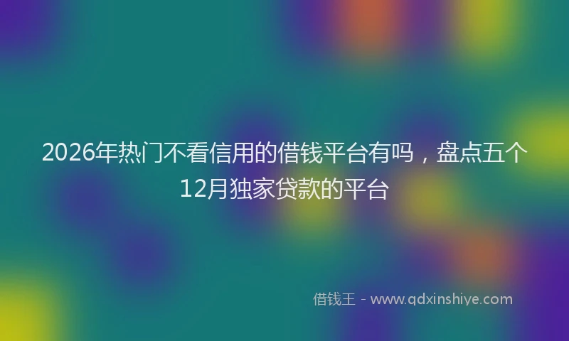 2026年热门不看信用的借钱平台有吗，盘点五个12月独家贷款的平台