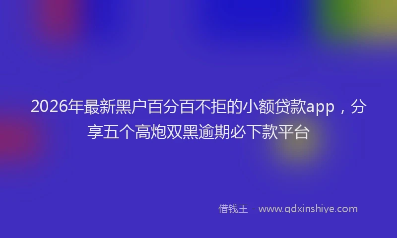 2026年最新黑户百分百不拒的小额贷款app，分享五个高炮双黑逾期必下款平台