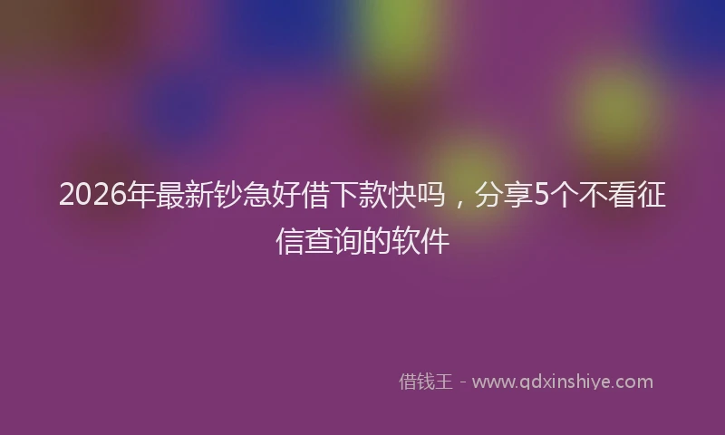 2026年最新钞急好借下款快吗，分享5个不看征信查询的软件