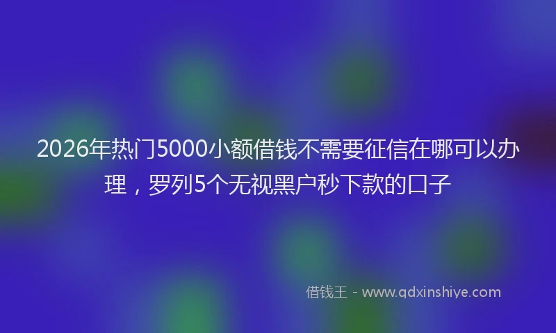 2026年热门5000小额借钱不需要征信在哪可以办理，罗列5个无视黑户秒下款的口子