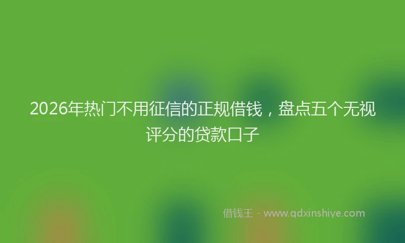 2026年热门不用征信的正规借钱，盘点五个无视评分的贷款口子