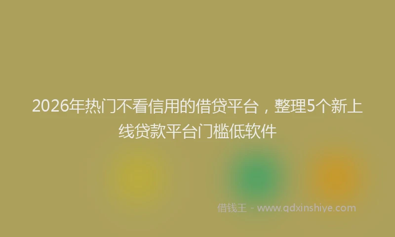 2026年热门不看信用的借贷平台，整理5个新上线贷款平台门槛低软件