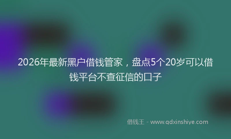 2026年最新黑户借钱管家，盘点5个20岁可以借钱平台不查征信的口子